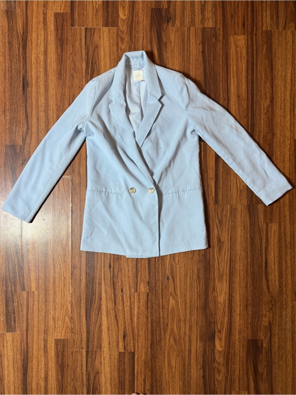 H&M Blazer Oversized Boyfriend Baby Blue Office Career  Womens Size Small